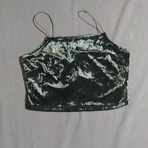 NWOT Women's Wild Fable Black Squared Velour Crop Top Size M